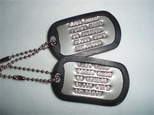 Custom U.S. Military Dog Tag Set, Stamped