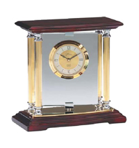 Rosewood and Brass with Pivdting Glass Clock